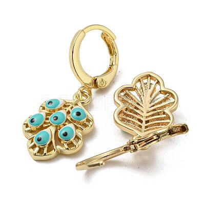 Real 18K Gold Plated Brass Dangle Leverback Earrings EJEW-A033-13G-1