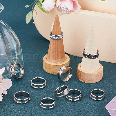 18Pcs 6 Size 201 Stainless Steel Grooved Finger Ring Settings RJEW-SC0001-05P-1
