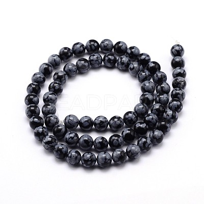 Natural Snowflake Obsidian Round Bead Strands X-G-J303-09-4mm-1