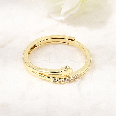 Brass Micro Pave Clear Cubic Zirconia Finger Rings for Women CU-CBAE7DF-12G-01-1