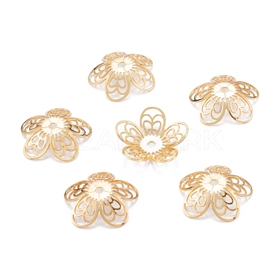 Brass 5-Petal Bead Caps KK-K251-08G-1