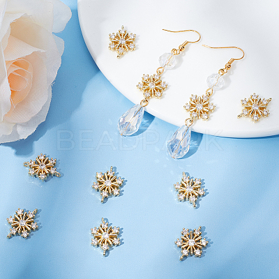 10Pcs Brass Micro Pave Clear Cubic Zirconia Connector Charms ZIRC-BBC0002-86C-1