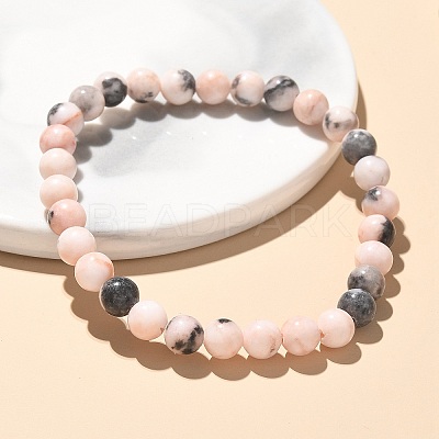 Natural Zebra Jasper Bead Stretch Bracelets X-BJEW-K212-A-035-1
