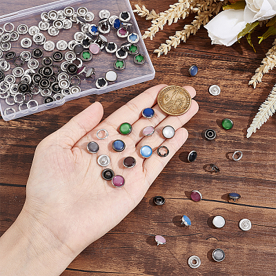 50 sets 10 Style Brass Snap Buttons FIND-NB0004-07-1