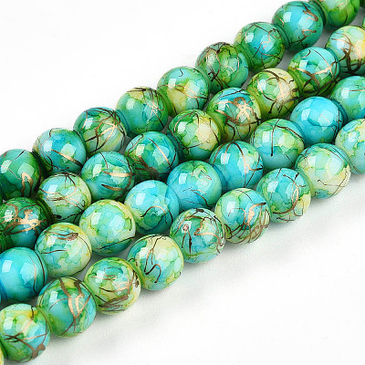 Baking Paint Glass Beads Strands DGLA-N003-8mm-B04-1
