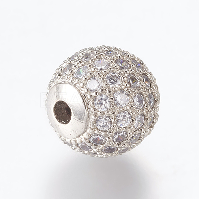 Brass Micro Pave Cubic Zirconia Beads ZIRC-E134-10mm-04P-1