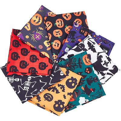 Halloween Printed Polycotton Fabric DIY-WH0032-07B-1