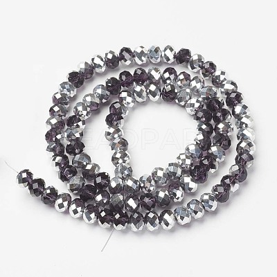 Electroplate Transparent Glass Beads Strands EGLA-A034-T8mm-M11-1