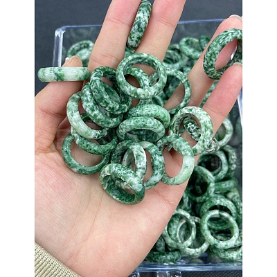 Natural Green Spot Jasper Finger Rings WG8089A-29-1