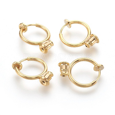 Eco-Friendly Brass Clip-on Hoop Earrings X-KK-L168-04G-1