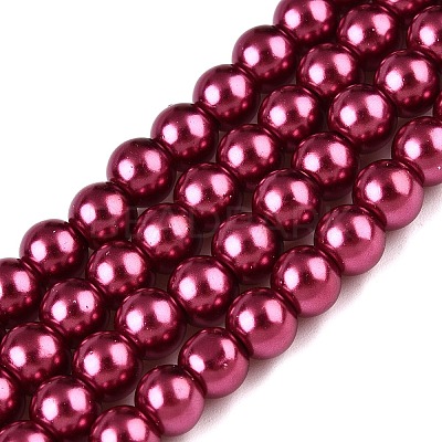 Baking Paint Pearlized Glass Pearl Round Bead Strands HY-Q003-10mm-14-1