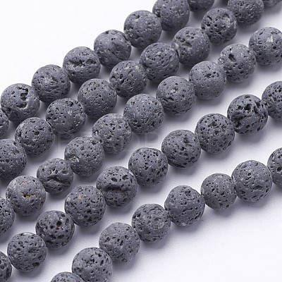 Unwaxed Natural Lava Rock Bead Strands X-G-F309-10mm-1
