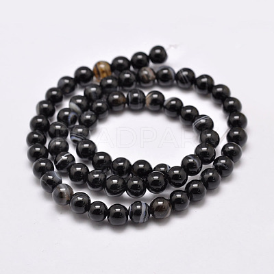 Natural Black Agate Bead Strands G-G962-12mm-12-A-1