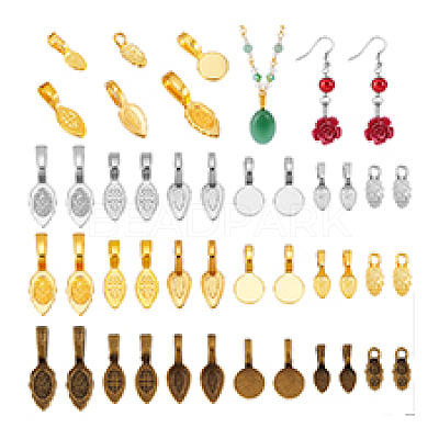180Pcs 18 Styles Tibetan Style Alloy Glue On Flat Pad Pendant Bails FIND-PH0026-60-1