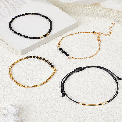 4Pcs 4 Styles CCB Beads Bracelets Set for Women BJEW-LP0006-01-1