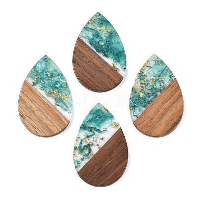 Transparent Resin & Walnut Wood Big Pendants RESI-T058-05M-1