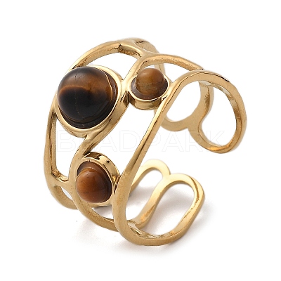 Natural Tiger Eye Finger Rings STAS-Z112-05G-03-1
