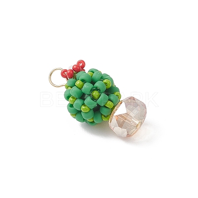 Glass Seed Beaded Cactus Pendants PALLOY-MZ00860-01-1