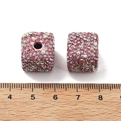 Cube Shape Polymer Clay Rhinestone Beads CLAY-NH0001-08K-1
