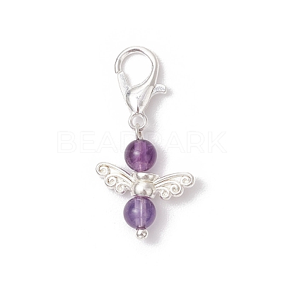 10Pcs 10 Styles Angel Natural & Synthetic Mixed Gemstone Pendant Decorations HJEW-JM03143-01-1
