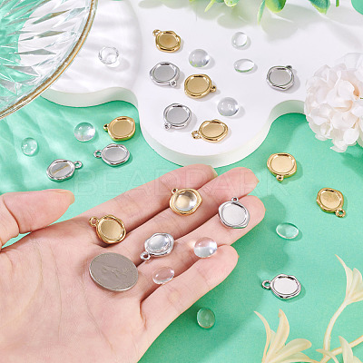 32Pcs 304 Stainless Steel Pendant Cabochon Settings STAS-TA0005-81-1