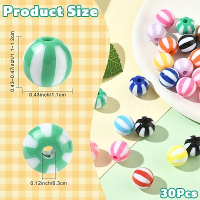 30Pcs Strip Opaque Acrylic Beads SACR-YW0002-01-1