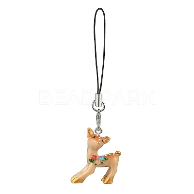 Christmas Theme Sika Deer Resin Mobile Straps HJEW-JM04057-1