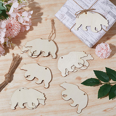 Animal Theme Unfinished Blank Wooden Pendants Set for Painting Arts WOOD-WH0124-26B-1