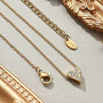 304 Stainless Steel Crystal Rhinestone Pendant Cable Chain Necklaces for Women NJEW-C062-01A-G-1