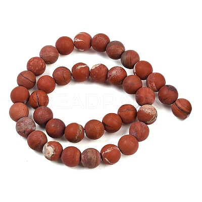 Frosted Natural Red Jasper Beads Strands G-C270-M01-10mm-1