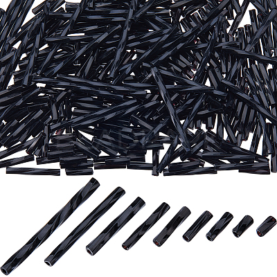 1800Pcs 9 Style Glass Twisted Bugle Beads SEED-CN0001-46-1