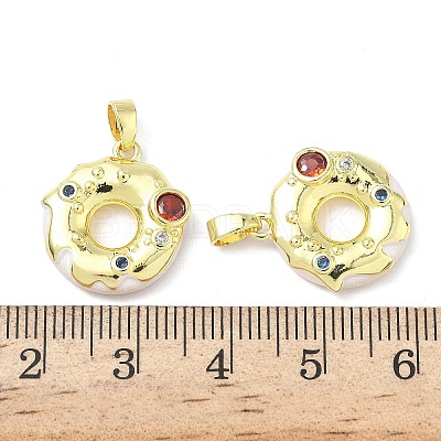 Brass Micro Pave Cubic Zirconia with Enamel Pendants KK-Z134-16G-02-1