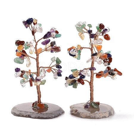 Natural Gemstone Chips & Agate Pedestal Display Decorations DJEW-A001-04G-1