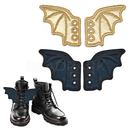 2 Pairs 2 Colors Leather Bat Wing Shoe Decorations FIND-FH0011-51-1