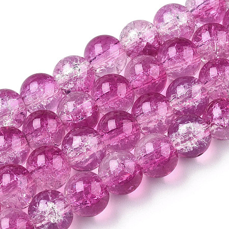Transparent Crackle Baking Paint Glass Beads Strands DGLA-T003-01B-09-1