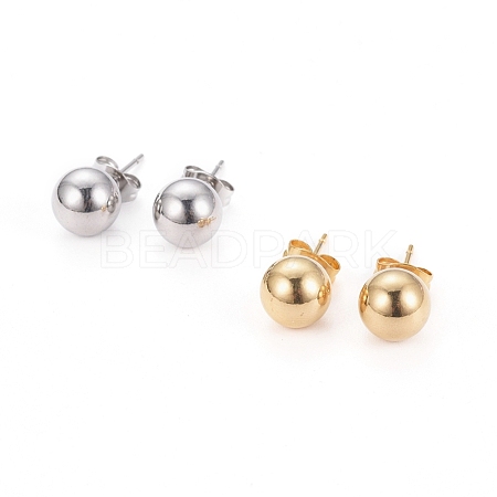 304 Stainless Steel Ball Stud Earrings EJEW-I236-02-1