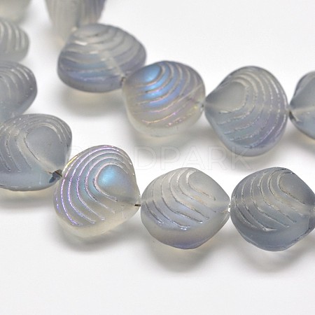 Frosted Electroplate Glass Shell Beads Strands X-EGLA-M002-B03-1