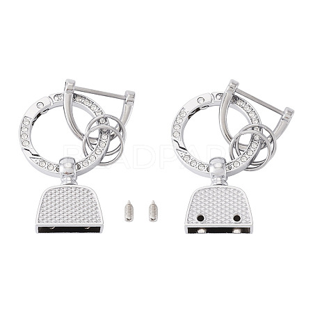 1Pc DIY Alloy Rhinestone Spring Gate Rings Keychains FIND-TA0008-54C-P-1