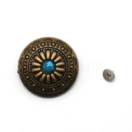 1-Hole Alloy & Turquoise Decorative Rivets PALLOY-WH0092-09B-AB-1