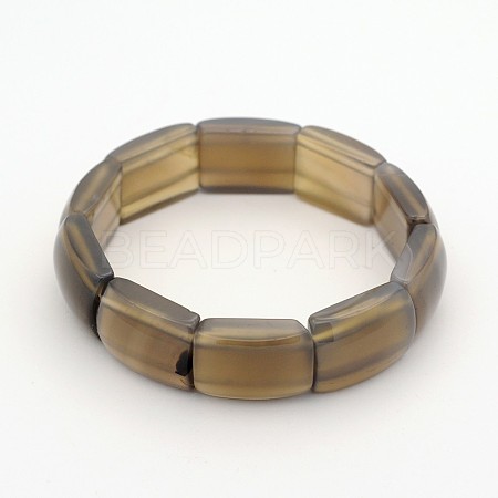 Natural Grey Agate Gemstone Beaded Stretch Bracelets BJEW-J118-B05-1