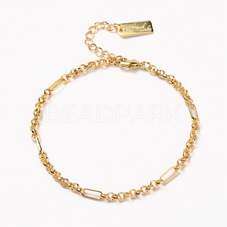 Brass Figaro Chain Bracelets BJEW-H537-01G-1
