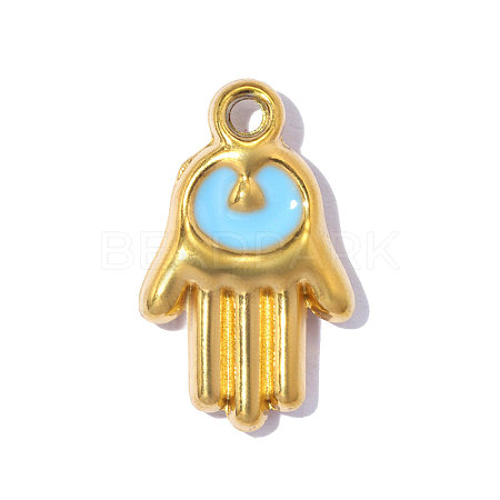 304 Stainless Steel with Light Sky Blue Enamel Charms SA-OY002-22G-1