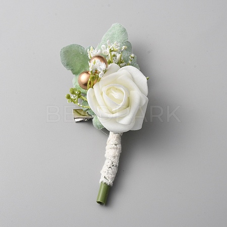 Silk Cloth Imitation Peony Corsage Boutonniere AJEW-WH0401-31-1