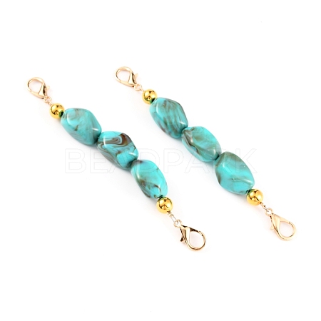 Imitation Synthetic Turquoise Resin Beaded Purse Strap Extender FIND-WH0005-89A-1