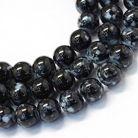 Baking Paint Glass Round Bead Strands DGLA-Q019-8mm-73-1
