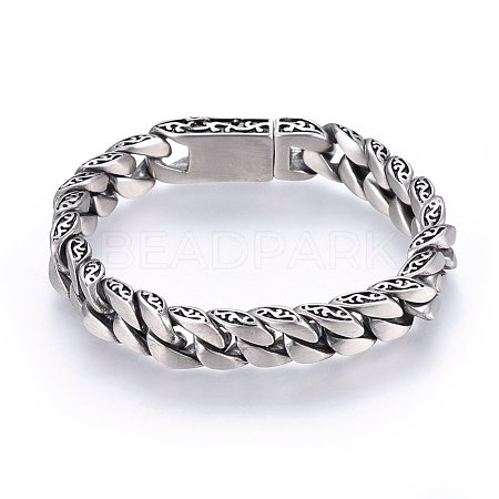 304 Stainless Steel Curb Chains Bracelets BJEW-E346-02AS-1