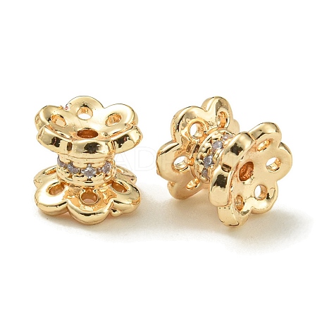 Rack Plating Brass Micro Pave Cubic Zirconia Beads KK-K386-06G-01-1