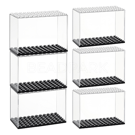Rectangle Plastic Minifigure Display Case with Black Base ODIS-WH0004-14-1