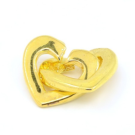 Brass Two Loops Heart Interlocking Clasps for DIY Jewelry KK-M051-01G-1