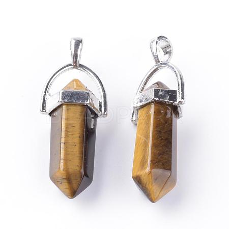 Natural Tiger Eye Double Terminated Pointed Pendants G-S240-11-1